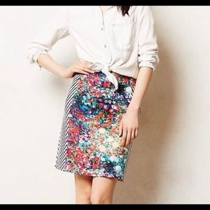 Anthropologie Tabitha Floral Striped Skirt